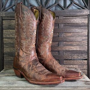Tony Lama Women’s Cowboy Boots Tan Saigets Worn Goat